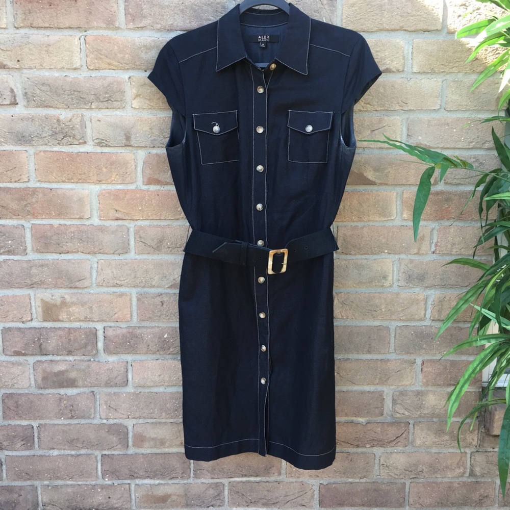 Alex Marie Navy linen dress